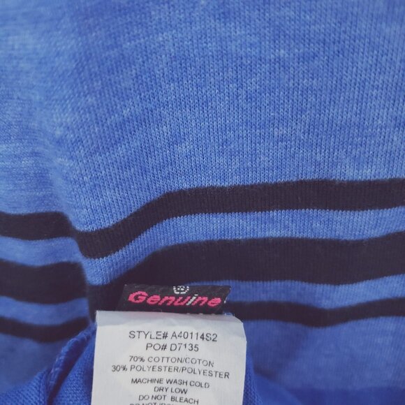 Volcom T-Shirt Mens XL Blue Black Striped Cotton V-Neck Pullover Classic Tee - Picture 7 of 9